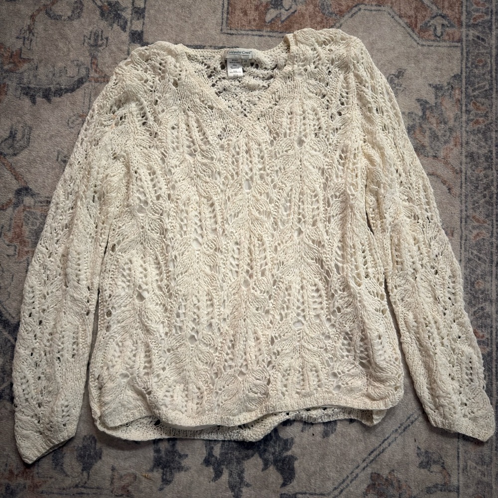 Coldwater Creek Cream V-Neck Sweater